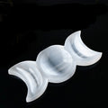 New Arrivals Polished White Selenite Double Moon Round Hand Made Symbol Carving Crystal Bowl