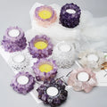 Healing Rose Quartz Crystal Candlestick Feishui Home Decor Spiritual Gemstone Amethyst Wedding Candle Holder Decor Room Crafts