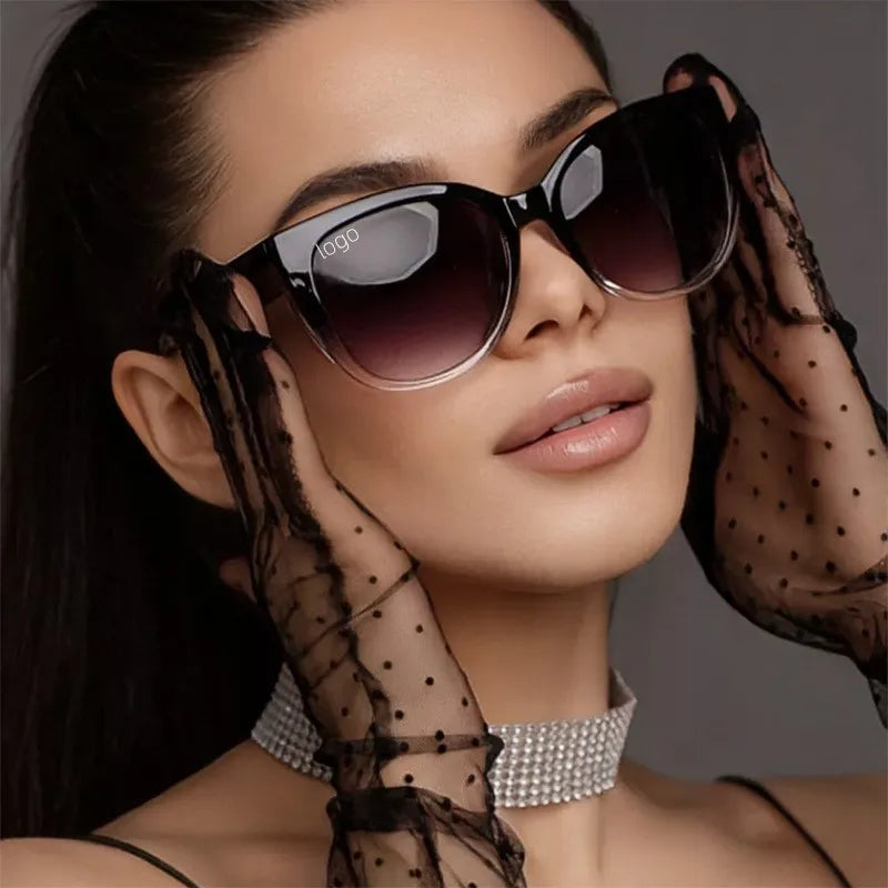 High Quality Oval Shade Silver Fashion Cat Eye Beach Shaped Plastic Shades Unisex UV Protection Sunglasses for Outdoor