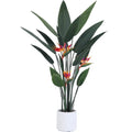Artificial Bird of Paradise Plant 4ft Tall Banana Leaf Plant Palm Tree Plastic Pot for Office and Home Party Shopping Mall Decor