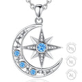 925 Sterling Silver Crescent Moon North Star Pendant Necklace Classic Fashion Jewelry Cubic Zircon for Women Men for Engagement