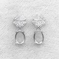 Sterling Silver 5*7/6*8mm Semi Mount Stud Eardrops Empty Frame Blank Claws Setting S925 Base Without Center Stone DIY for Inlay