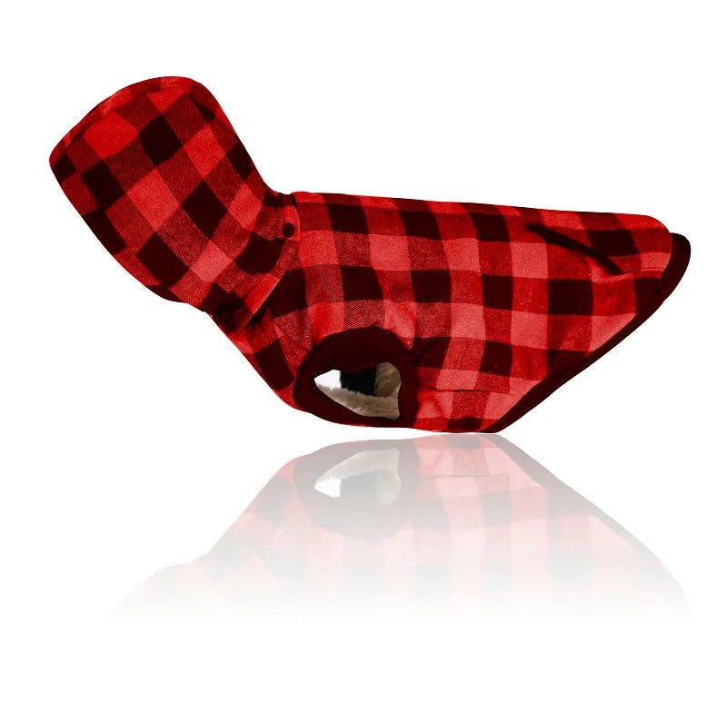 Pet Accessories Winter Pet Clothing Checked Fabric Dog Clothes Dog Jackets With Removable Hat Pet Apparel Dog Accessories
