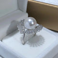 R1229 11-12mm Natural Freshwater Pearl Ring Accessory 925 Sterling Silver Adjustable Size Engagement Jewelry Ring for Women