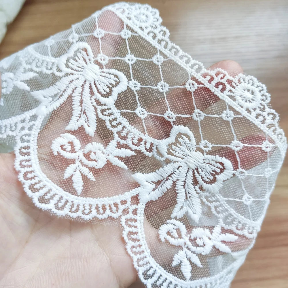 Wholesale Eco-Friendly Mesh Lolita Bow Embroidery Milk Silk Lace Women's Clothing Accessories Border Trim Bags DL03