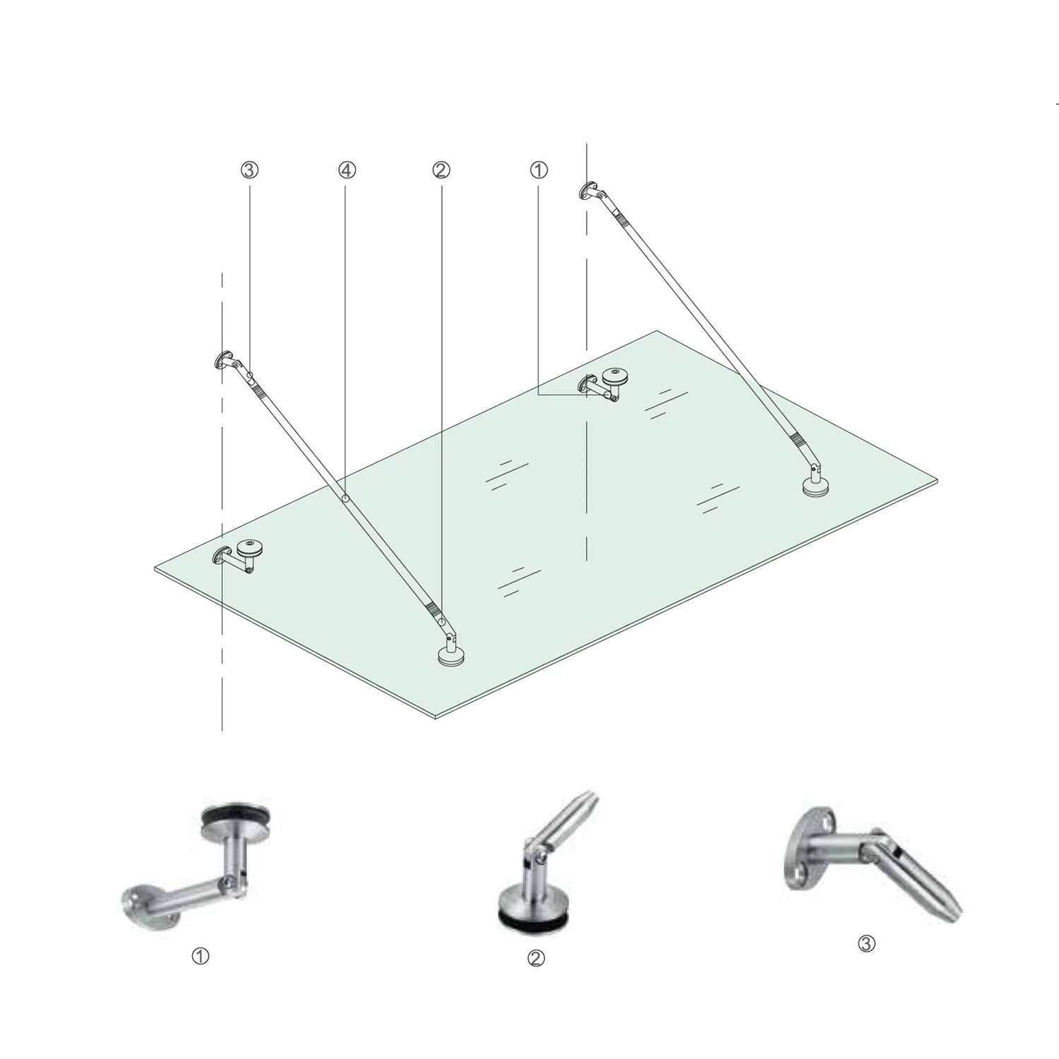 Condibe Stainless Steel Glass Canopy Fittings