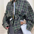 Wholesale Casual Fashion Women's Long Sleeve Loose Oversized Plaid Button up Shirt for Women