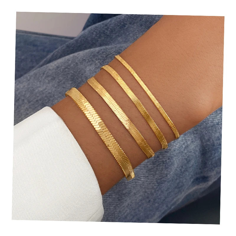 Vintage Style 4Pcs/Set Snake Bone Chain Bracelet Set for Women Jewelry