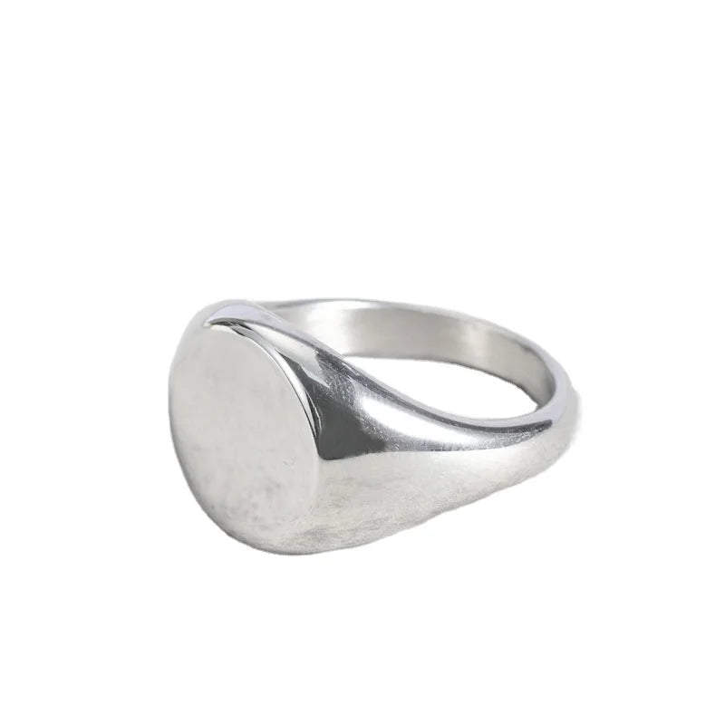Cheap Ladies Men's Jewelry Polished Stainless Steel Round Signet Ring
