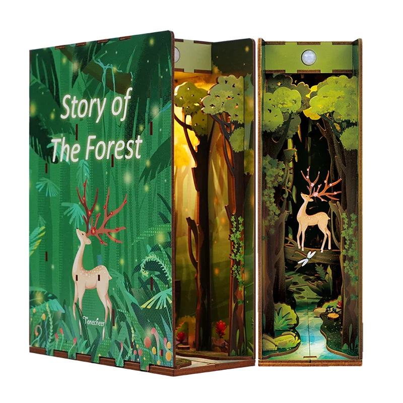 Tonecheer Story of the Forest Creative Gift DIY Wooden Bookend 3D Puzzle for Asia Bookstores Stationery Chains