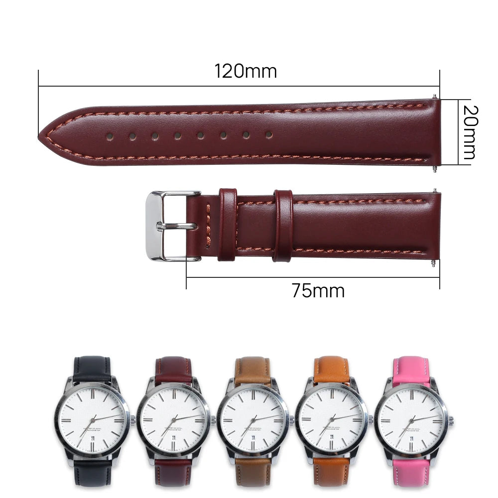 Sport Wrist Band Watch Strap Watchband 18mm 20mm 22mm Quick Release Buckle Leather Watch Band