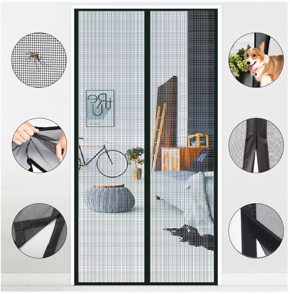 Magnetic Fiberglass Insect Screen Mesh Door Anti Mosquito Window Fly Door Screen Curtains Black Netting