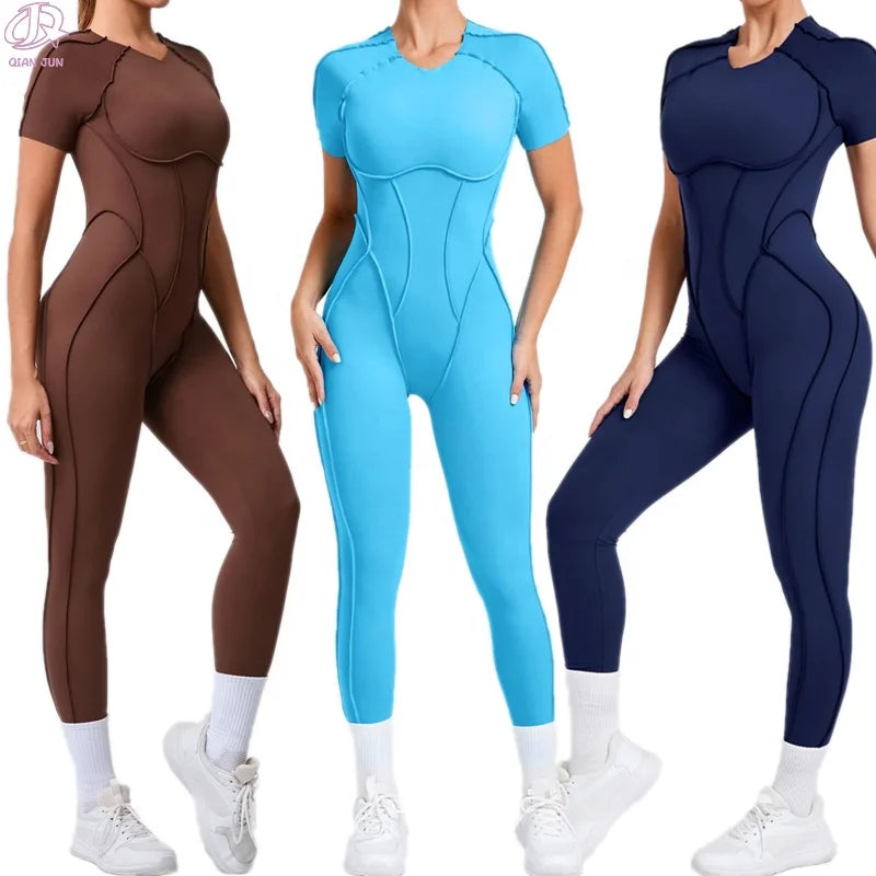 Hot Sale Women's Yoga Clothing Backless Workout Bodysuits Slim Fit Jumpsuit for Outdoor
