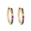 LOZRUNVE 925 Sterling Silver 18k Gold Rainbow Crystal Huggie Hoop Earring Ear Ring
