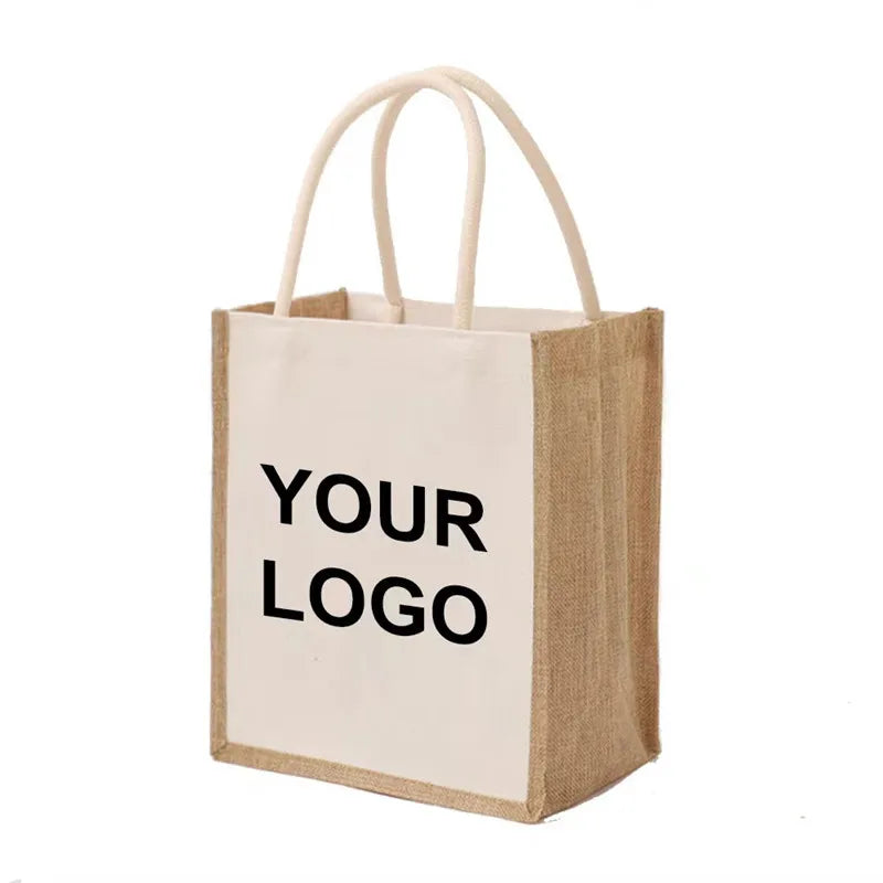 Sublimation Blanks White Jute Burlap Tote Bags Reusable Canvas Gift Favors Bag With Handles Grocery Sublimation Bag