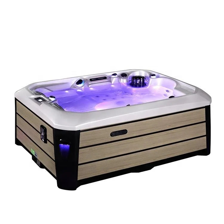Sunrans Luxury 3-Person Whirlpool Spa Bathtub Modern Design with Drainer for Outdoor Use