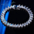 Silver 925 Original Brilliant Cut 0.5 Carat Diamond Test Past D Color VVS1 Marquise Moissanite Tennis Bracelet Chain for Wedding