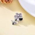 Fashion Jewelry S925 Sterling Silver Enamel Bee Purple Zircon Flower Charms