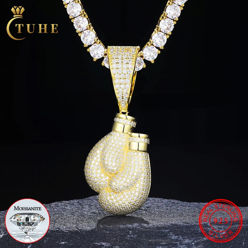 Jeweler Wholesale 18K Gold Plated 925 Sterling Silver VVS Moissanite Diamond Iced Out Mitts Pendant With GRA Certificate