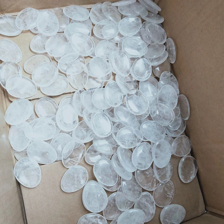 2026 2022 Seven Chakras Clear Quartz Worry Stone Reiki Healing Crystals Stones with Thumb Scraping Board Box Set for Gift