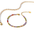 G1807 18k Gold Plated Multi Colors Square Cz Diamond Zircon Stainless Steel Wholesale Bracelets Cubic Zirconia Tennis Bracelets