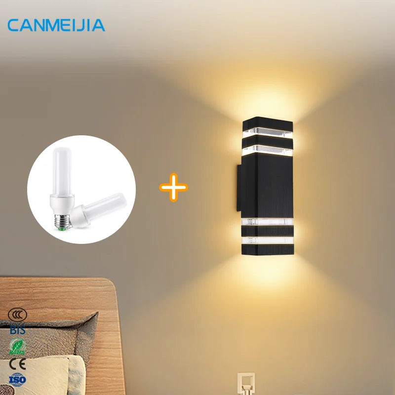 For Outdoor E27 Modern Outdoor Long Strip Led Wall Lamp Mounted Exterior Living Room Corridor Garden Lamp/ Wall Lamps/Wall Light