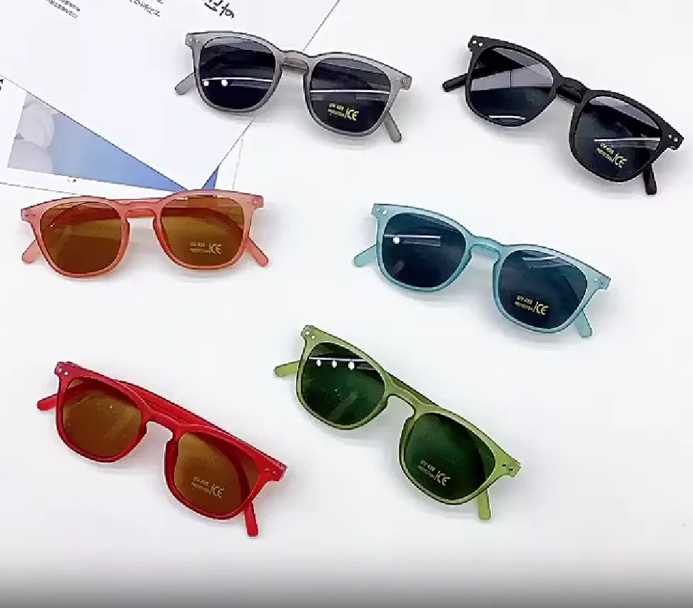 Outdoor Travel Summer Anti-UV 3-12 Years Square Children Sun Glasses Pink Blue Cool Boys Sunglasses for Girls 2024 New
