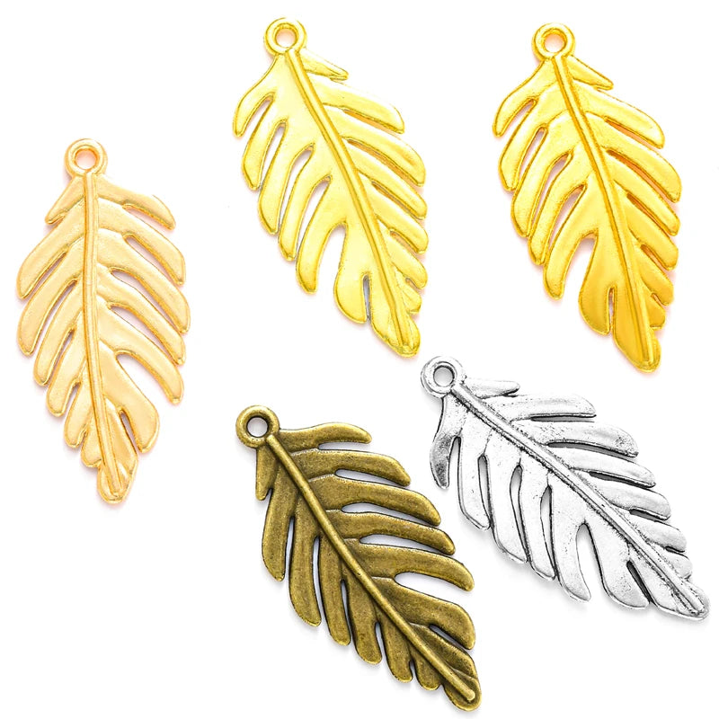 5 Colour Antique Silver Color Tree Leaf Charms Plated Pendants Jewelry Making DIY Handmade Craft 46*22mm Q314
