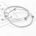 Fashionable Braided Double Bangle Women Men Thin Twisted Stainless Steel Links Factory Price Bracelets Waterproof Bangles