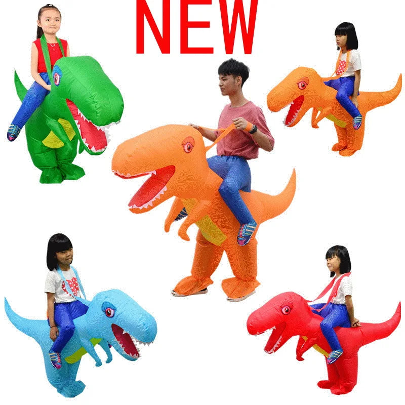 New Cute Inflatable T-Rex Dino Costume Funny Fancy Animal Dress for Kids and Adults to Ride on for Parties and Mascot Events