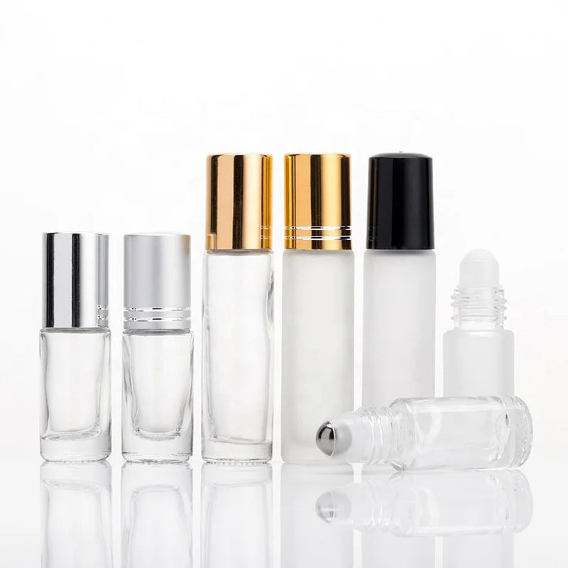 Free Sample Transparent Roll-on Glass Bottle 3ml 5ml 10ml 30ml Personal Care Packaging Roller Cap for Face Cream