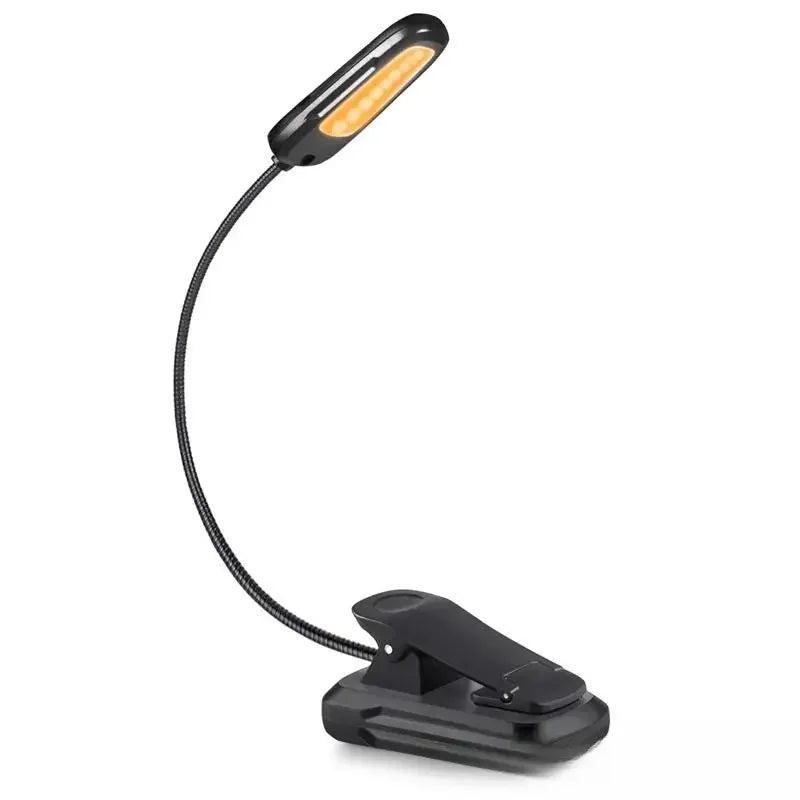 Portable Warm White 3 Color Temperatures 9 Brightness Rechargeable Clip 9 LED Book Light Adjustable Flexible Reading Lamp