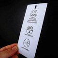 Plastic GarmentTags Manufacturer Custom Screen Printed Instruction Icons Logo White PVC Hang Tags for Clothing