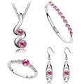 4 Style Luxury Calabash Diamond Necklace Earrings Ring Bracelet 5pcs  Set for  Women Party Bling Bling  Jewelry