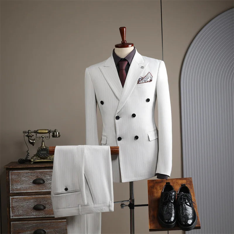 Wholesale Custom Black and White Suit for Men  Casual Quality Man Wedding Suit Dress Business Slim Suit for Men