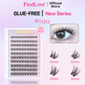 Custom Logo Press on Cluster Lashes Thick Volume 3D Glue Free False Eyelashes 7-10 Day Long Lasting No Glue Needed Pre Cut
