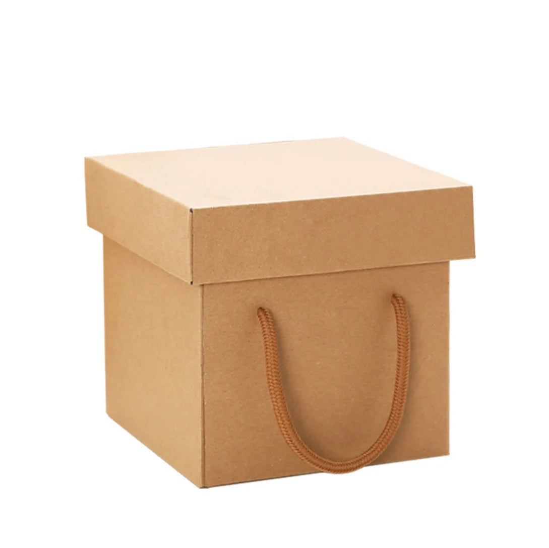Direct Sale Recyclable Environmental Protection Square Craft Packaging Paper Box with Handle Glossy/Matt Lamination