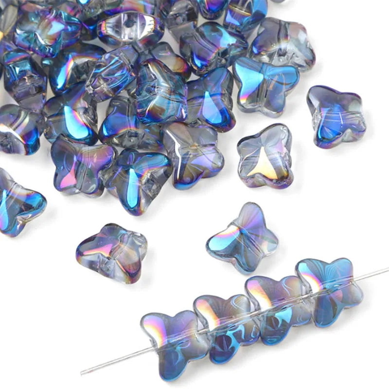 Gradient Color Crystal butterfly Glass Beads Handmade DIY Beaded Bracelet Jewelry Accessories Homemade Hairpin Material Bead