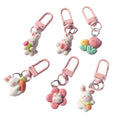 Rabbit Cute Resin Keychain Flower Radish Pendant Tulip Keyring for Girls Kids Best Friend Gift Backpack Hanging Accessories