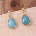 Trendy Gemstone Small Teardrop Dangle Stud Earrings Gold Natural Stone Drop Earrings for Women Luxury Jewelry Wholesale