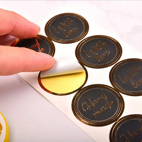 80pcs/pack Black Bronzing Handmade Sticker Self Adhesive Round Seal Labels Scrapbooking Envelopes Gift Decoration
