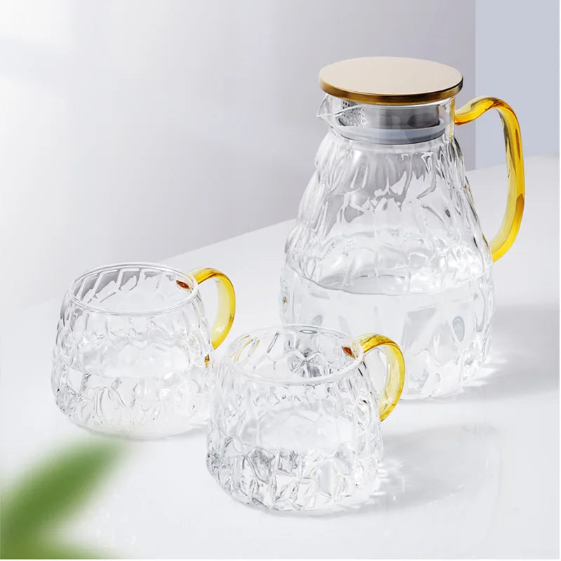 Hxglass High Borosilicate Glass Eco-Friendly Water Kettle 1800ml Large Milk Juice Jug Glass Handle for Home Hotel Restaurant