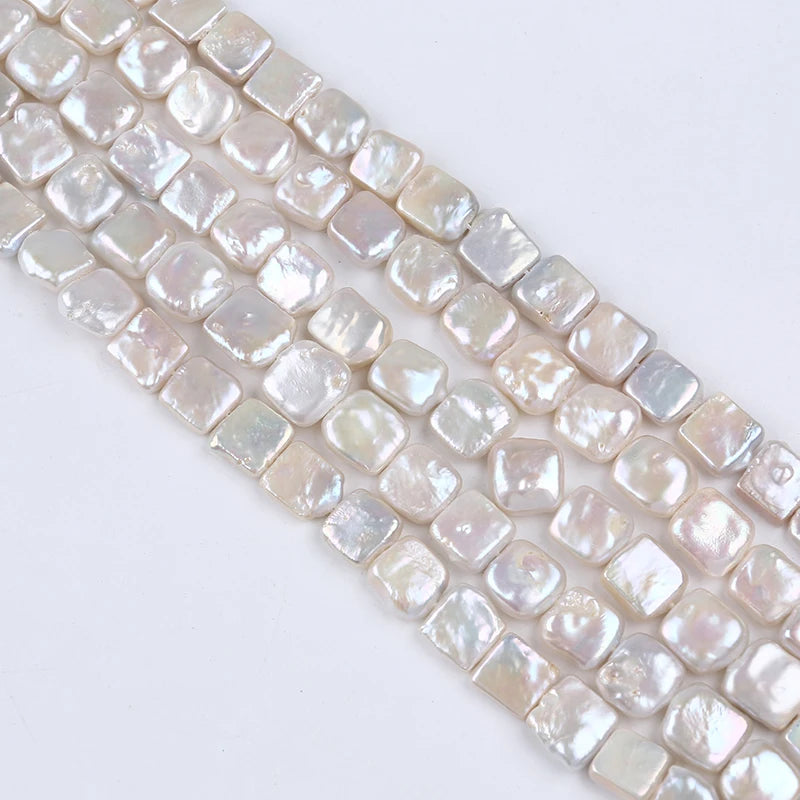 Wholesale 12*12mm Natural Freshwater White Pearl Square Shape for Jewelry Making