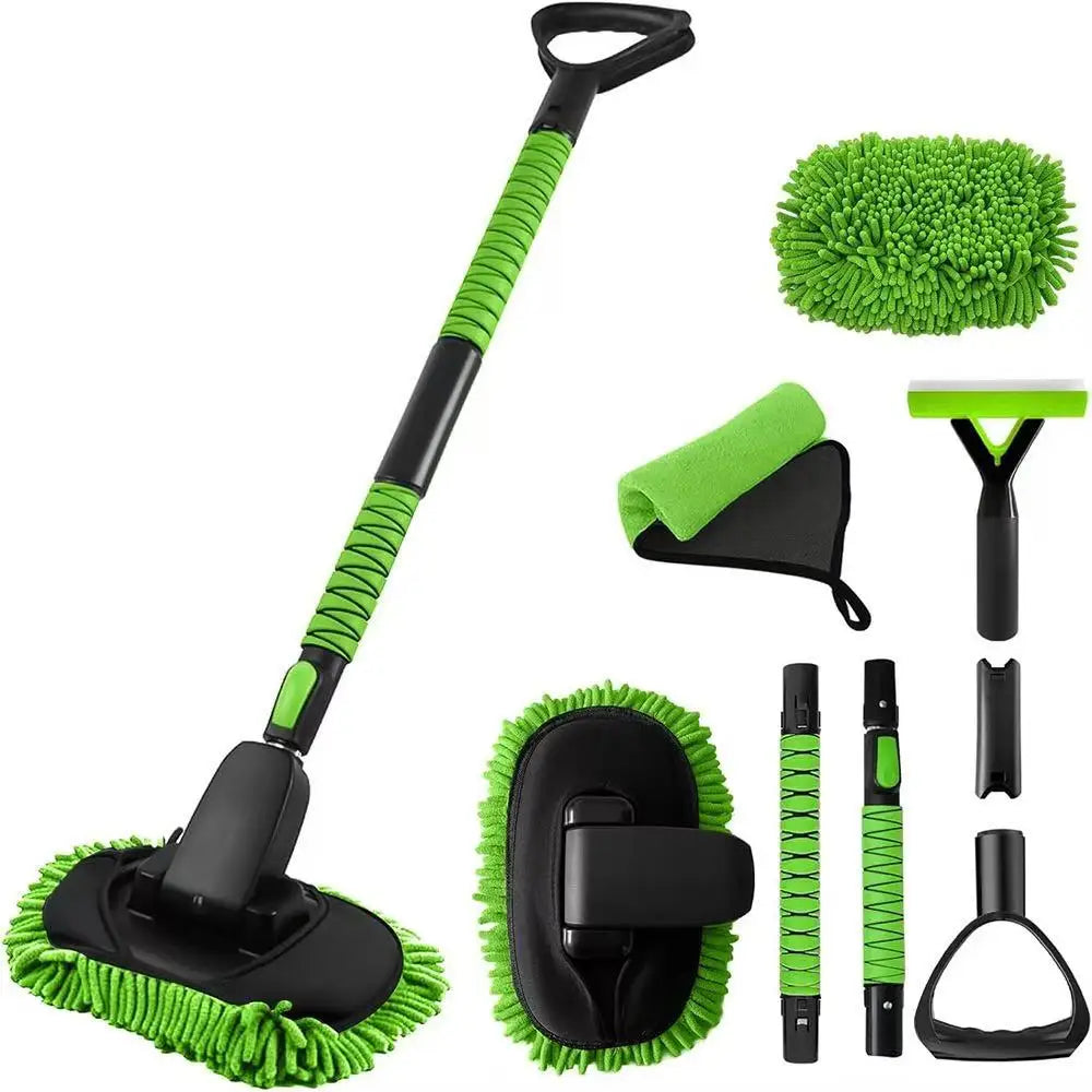 55" Extendable Car Wash Brush with Detachable Telescopic Pole  and Scratch-Free Soft Microfiber Car Wash Mop