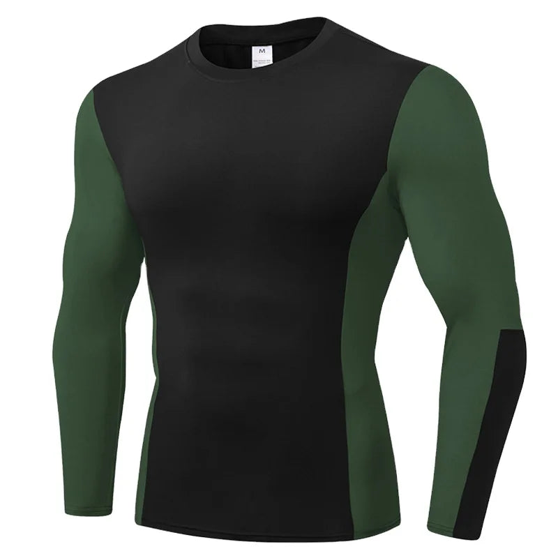 Custom Spandex/Polyester Spring Workout Regular Fit Long Sleeve Crew Neck Gym Shirt for Men Muscle Fitness Compression Quick Dry