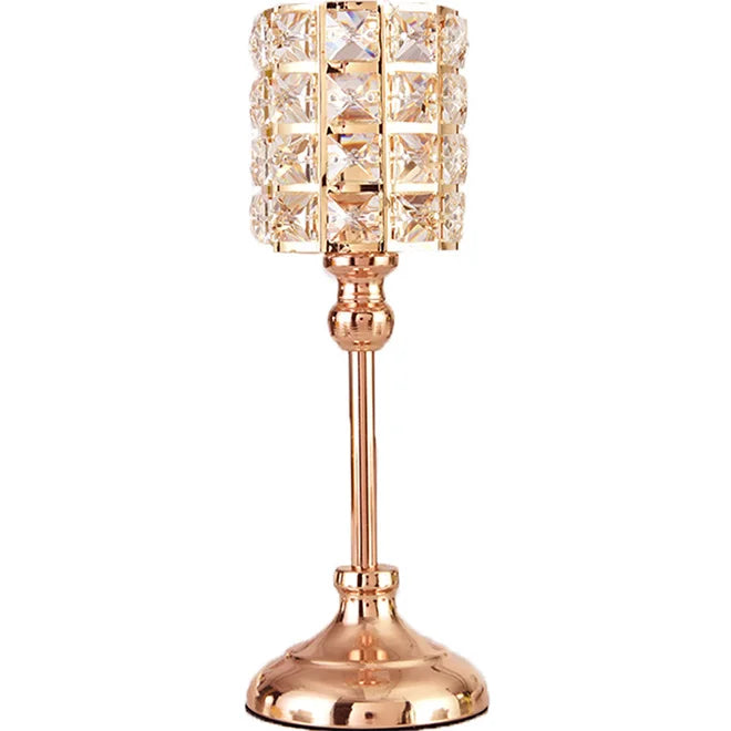 HOT Crystal Candle Lantern Gold Candle Holders Wedding Centerpieces Center Table Candlesticks Parties Home Decor