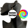 Rainbow Tie Dye Tie-Dye Design Wooden Dangle Earrings Natural Wood Drop Earrings