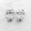 Sterling Silver 7*9mm Semi Mount Stud Earrings Empty Support Blank Claws Setting S925 Base Without Center Stone for DIY Inlay