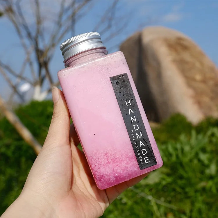 Factory Price 350ml Square Juice Beverage Plastic Bottle with Screw Cap Screen Printing Recyclable