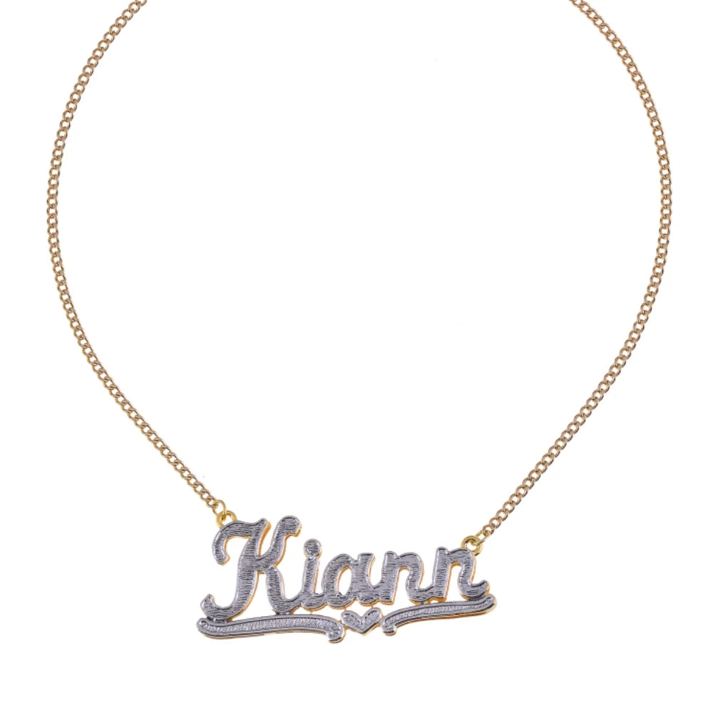 Qiuhan OEM Two-Tones Color Pattern Pendant Customize Initial Letter Name Necklace
